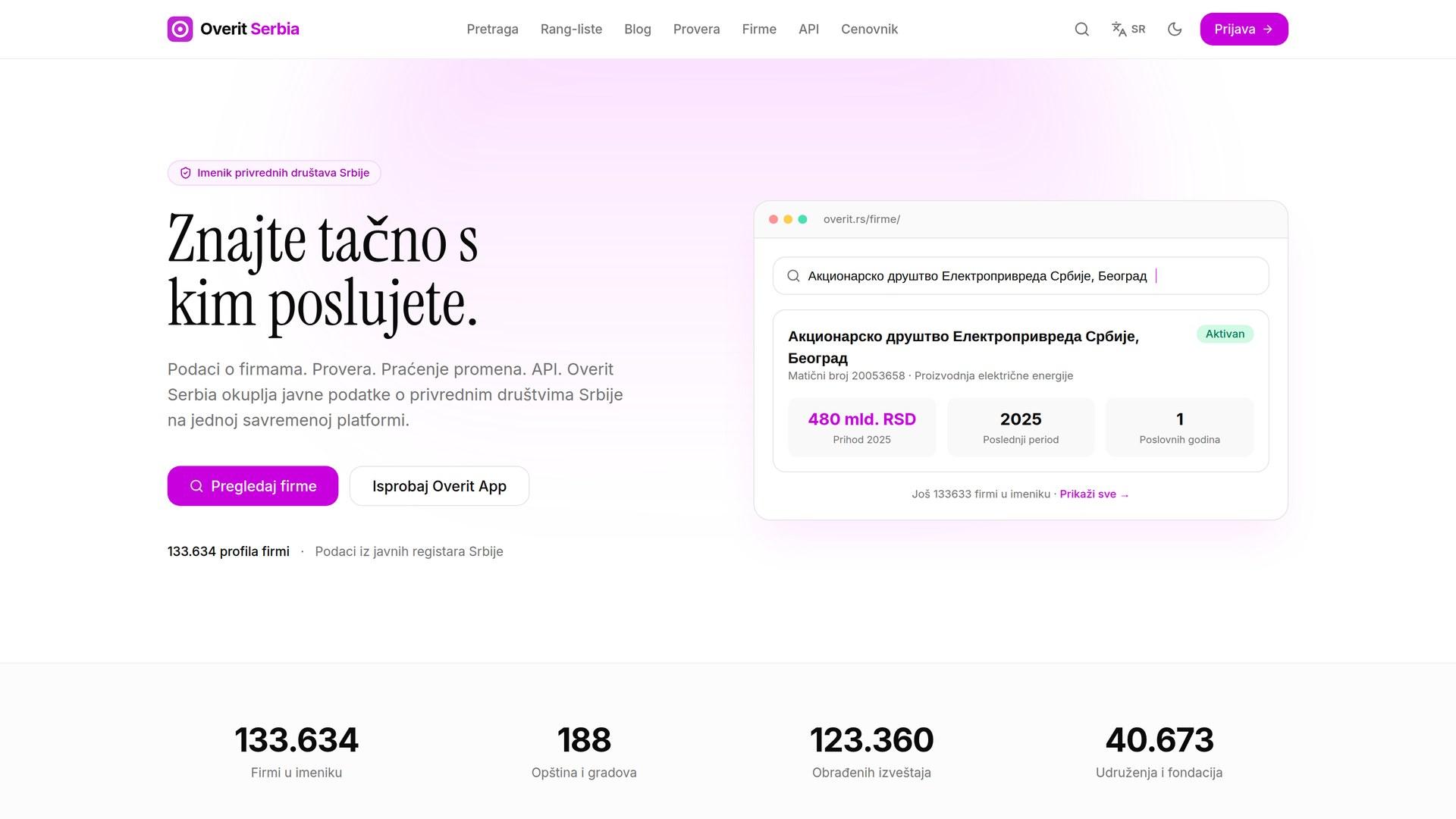 Overit.rs — Serbian company search & verification