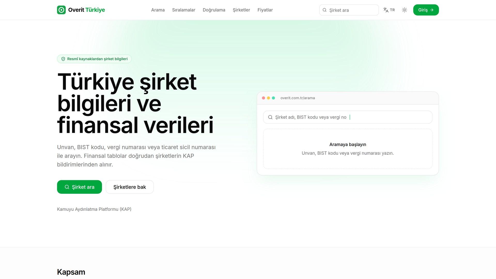 Overit.com.tr — Turkish listed-company data